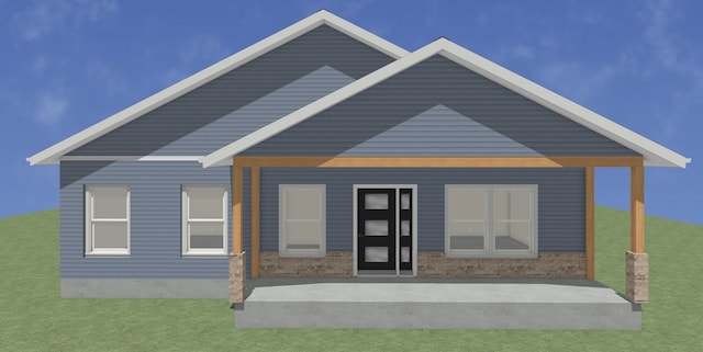 1935 Jewel Dr, Grinnell, IA 50112 - view of front of property with a front yard and stone siding