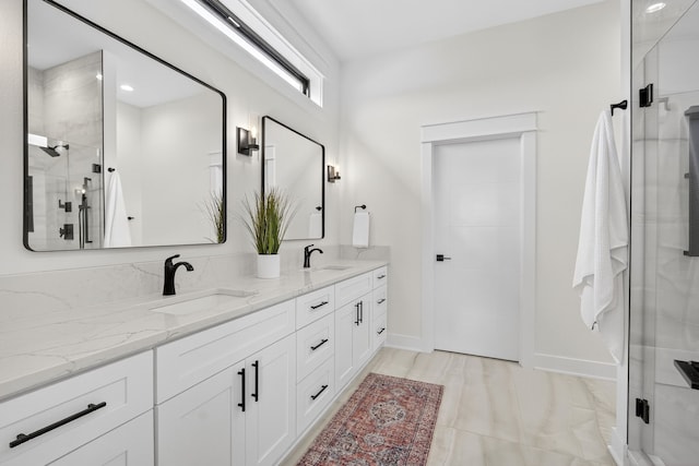 1305 NW 28th St, Grimes, IA 50111 - bathroom featuring double vanity and a shower stall