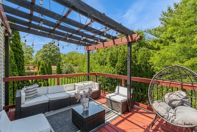 4965 Raintree Dr, West Des Moines, IA 50265 - deck featuring an outdoor living space and a pergola