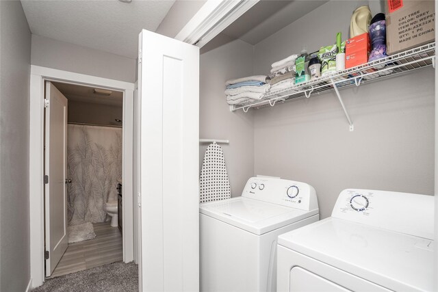 2714 NW Lois Ln, Ankeny, IA 50023 - laundry area with washer and clothes dryer and light carpet