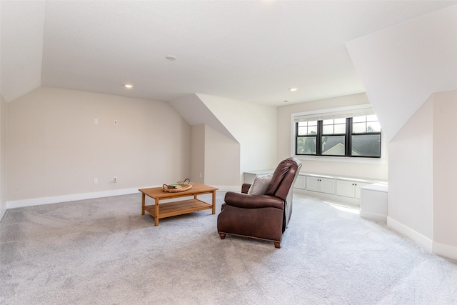 2930 Green Hills Dr, Ames, IA 50014 - living area with light carpet, vaulted ceiling, and recessed lighting