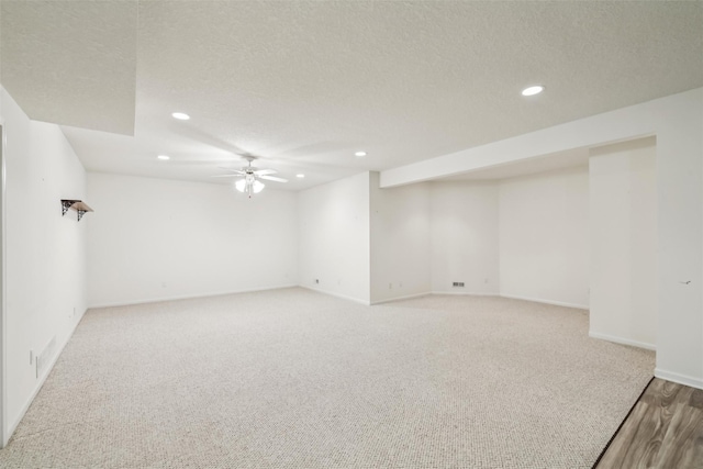1069 Glen Oaks Dr, West Des Moines, IA 50266 - empty room featuring recessed lighting, a textured ceiling, ceiling fan, and light colored carpet