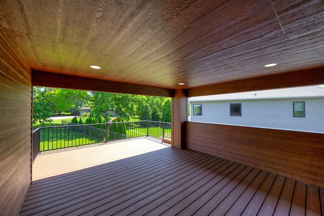 989 65th St, West Des Moines, IA 50266 - wooden terrace featuring a lawn