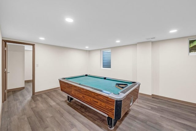 1516 73rd St, Windsor Heights, IA 50324 - rec room with wood finished floors, pool table, and recessed lighting