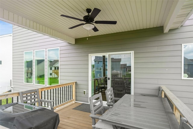 2920 Oak St, Norwalk, IA 50211 - wooden deck featuring ceiling fan