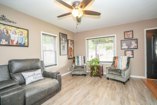 305 E 20th St S, Newton, IA 50208 - living area with light wood finished floors and a ceiling fan