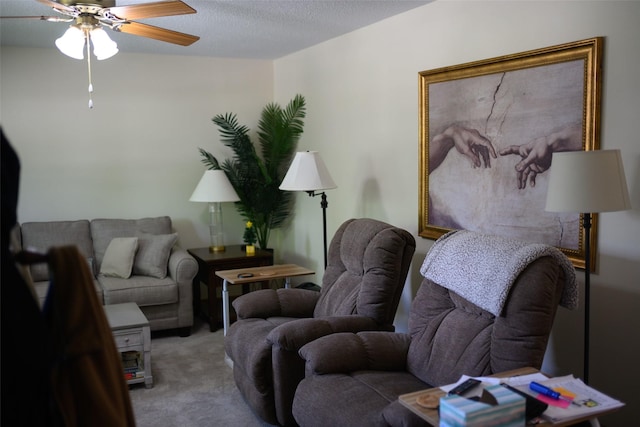 205 E 23rd St N, Newton, IA 50208 - living area featuring carpet flooring and ceiling fan