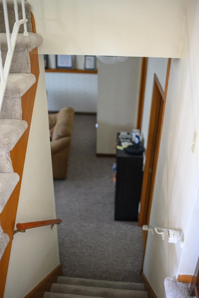 205 E 23rd St N, Newton, IA 50208 - stairway featuring carpet floors