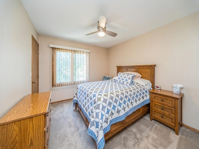 3436 Valley View Dr, West Des Moines, IA 50265 - bedroom with light carpet and a ceiling fan