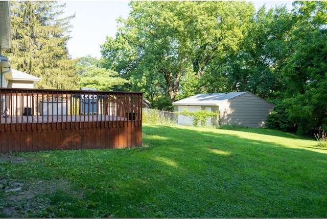 1600 Evergreen Ave, Des Moines, IA 50320 - view of yard with a wooden deck and an outdoor structure
