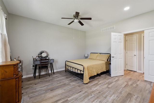410 Sheridan St, Menlo, IA 50164 - bedroom featuring light wood-style floors, recessed lighting, and a ceiling fan