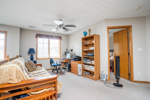 1745 Waters Edge Dr, Pleasant Hill, IA 50327 - office featuring ceiling fan and light carpet