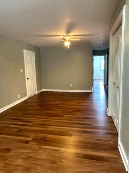 426 N 1st St, Ogden, IA 50212 - empty room featuring ceiling fan and wood finished floors