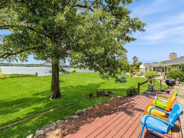470 Juniper Ave, Kellogg, IA 50135 - wooden terrace with a water view and a yard