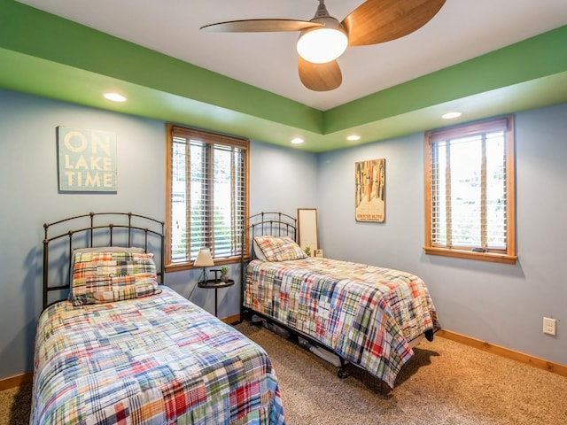 470 Juniper Ave, Kellogg, IA 50135 - bedroom with recessed lighting, carpet, and a ceiling fan