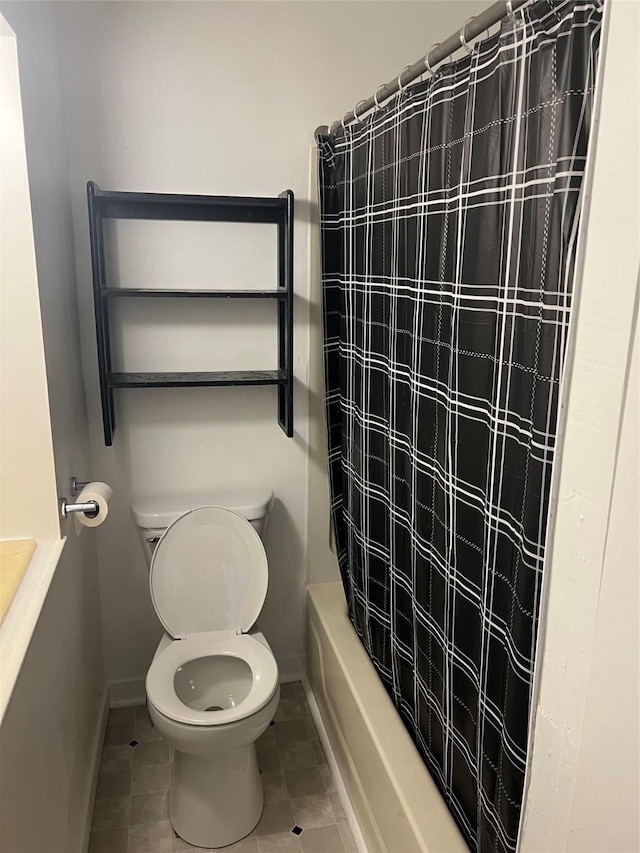 3618 Dubuque Ave, Des Moines, IA 50317 - full bath with tile patterned floors and shower / bathtub combination with curtain