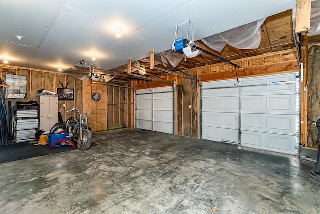 1718 Otley Ave, Perry, IA 50220 - garage featuring a garage door opener and wood walls