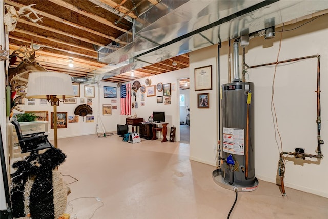 1412 Court St, Adel, IA 50003 - unfinished basement featuring water heater and an office area