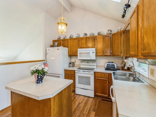 1907 Thornton Ct, Des Moines, IA 50320 - kitchen with white appliances, light wood-style flooring, light countertops, and brown cabinetry
