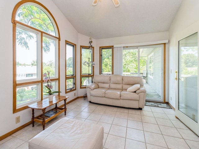 1907 Thornton Ct, Des Moines, IA 50320 - sunroom with vaulted ceiling and tile patterned floors