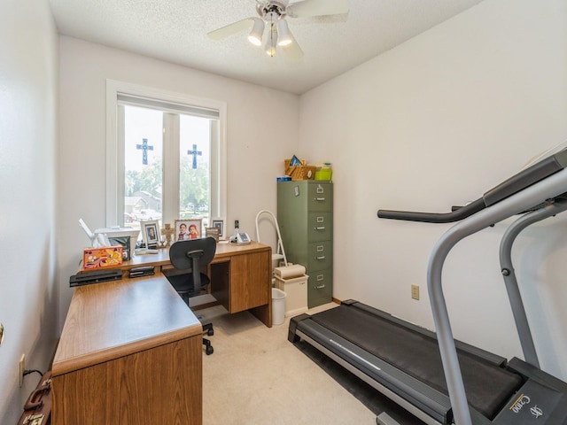 1907 Thornton Ct, Des Moines, IA 50320 - office area with light carpet and a ceiling fan