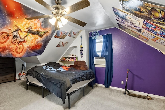 228 Hillside Ave, West Des Moines, IA 50265 - carpeted bedroom featuring vaulted ceiling, ceiling fan, and cooling unit
