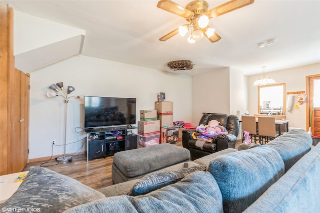 4131 55th St, Des Moines, IA 50310 - living area with wood finished floors and a ceiling fan
