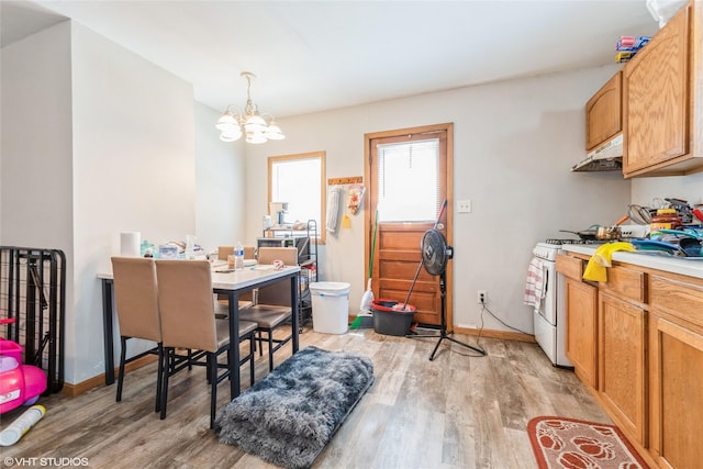 4131 55th St, Des Moines, IA 50310 - dining space featuring light wood-style flooring and a chandelier