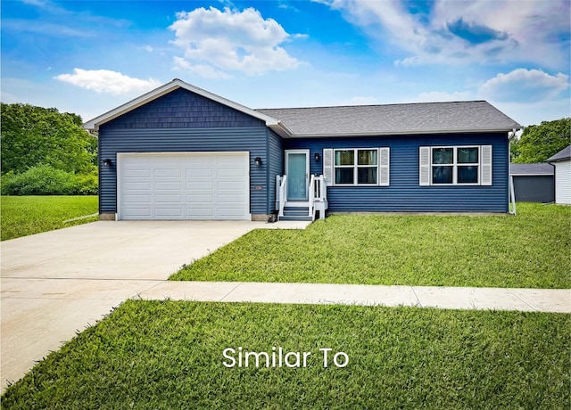 309 W Cherry St, Ogden, IA 50212 - ranch-style home featuring concrete driveway, a front yard, and a garage