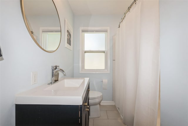 804 24th St, West Des Moines, IA 50265 - bathroom with vanity, tile patterned flooring, and a shower with curtain
