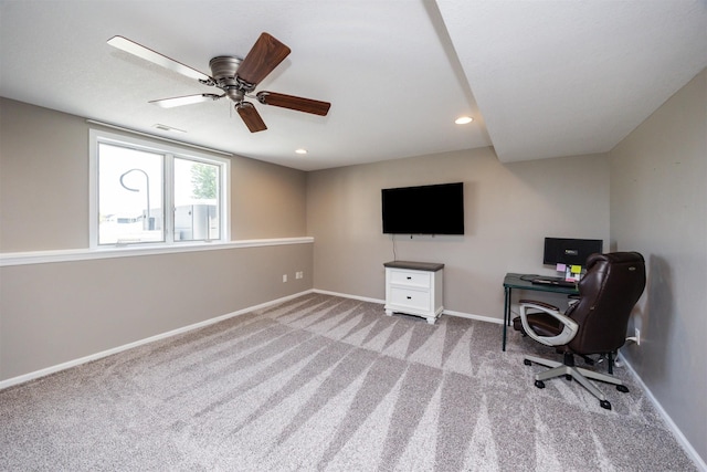 4104 SW 2nd St, Ankeny, IA 50023 - unfurnished office featuring carpet, a ceiling fan, and recessed lighting