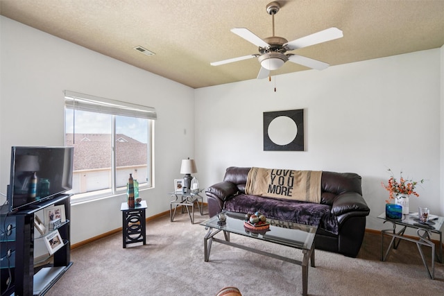 1815 SW White Birch Cir Unit 3, Ankeny, IA 50023 - carpeted living room with a ceiling fan and a textured ceiling