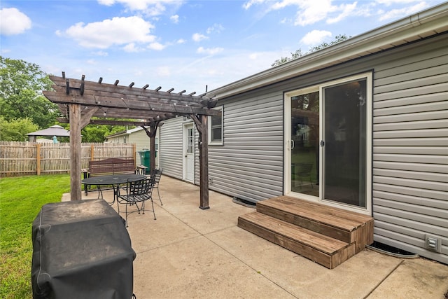 503 S Freeman St, Indianola, IA 50125 - view of patio featuring entry steps, a pergola, and outdoor dining area