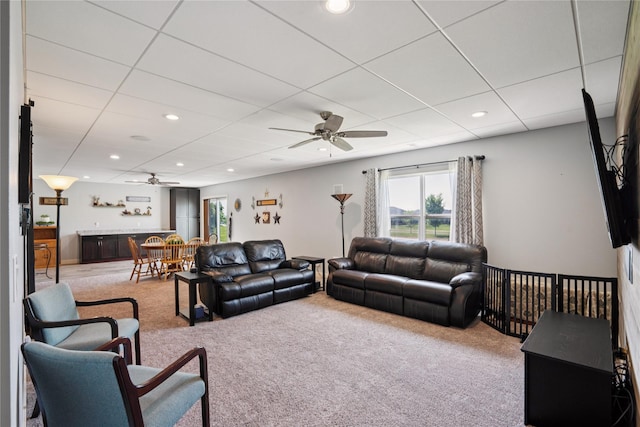 1609 NW Prairie Creek Dr, Grimes, IA 50111 - living room with ceiling fan, carpet flooring, healthy amount of natural light, and recessed lighting