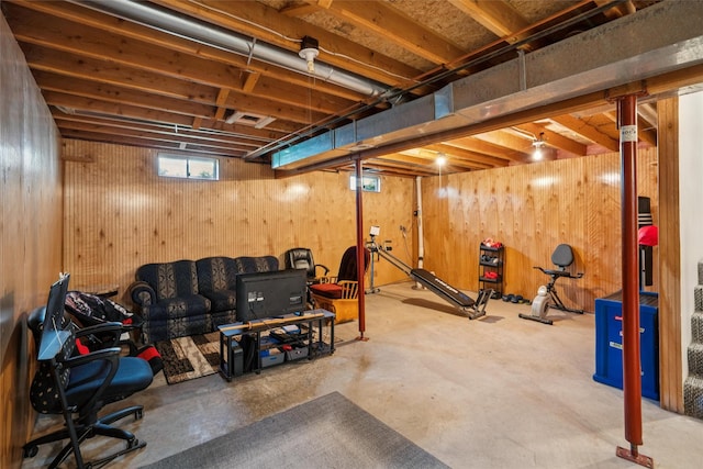 5428 NW 90th St, Johnston, IA 50131 - basement featuring wooden walls