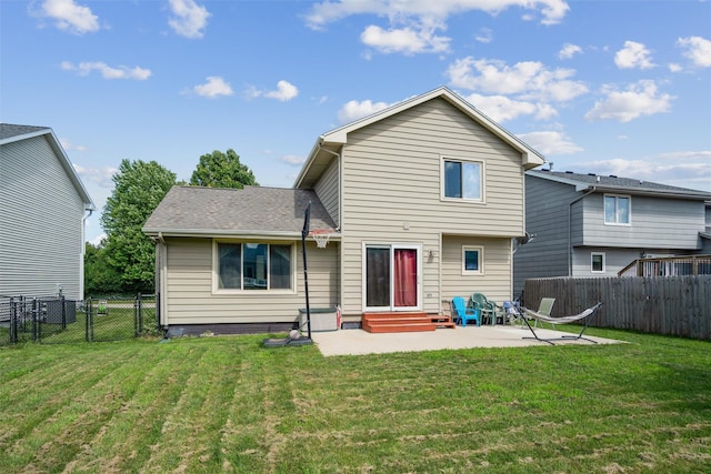 5428 NW 90th St, Johnston, IA 50131 - back of property with a patio, a fenced backyard, and entry steps