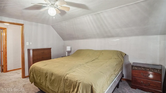 122 W Washington St, Colfax, IA 50054 - bedroom with carpet, lofted ceiling, and a ceiling fan