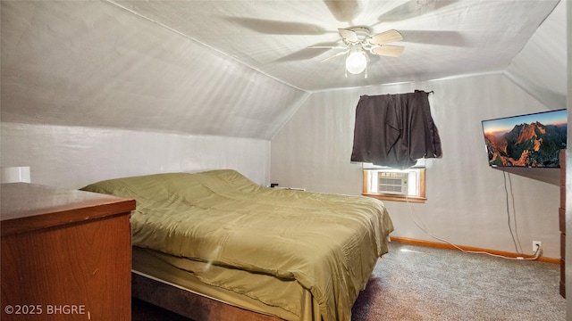 122 W Washington St, Colfax, IA 50054 - carpeted bedroom featuring lofted ceiling, cooling unit, and a ceiling fan