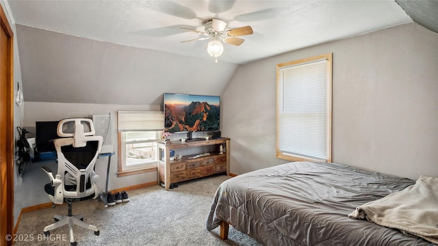 122 W Washington St, Colfax, IA 50054 - carpeted bedroom with vaulted ceiling and ceiling fan