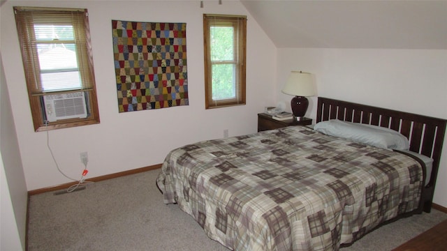 1401 N Grant St, Knoxville, IA 50138 - bedroom featuring vaulted ceiling, carpet flooring, and cooling unit