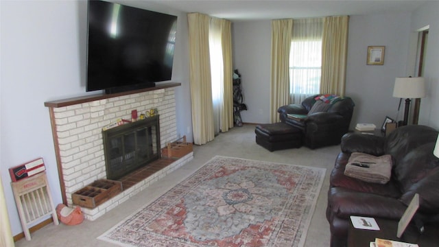 1401 N Grant St, Knoxville, IA 50138 - living area featuring carpet and a fireplace