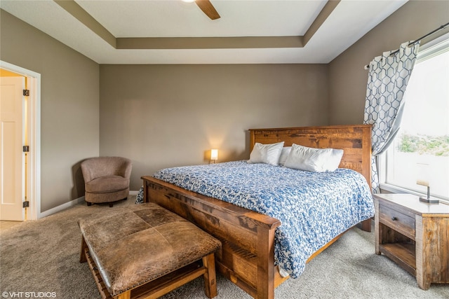 9416 Rushbrook Dr, Johnston, IA 50131 - carpeted bedroom with a tray ceiling and ceiling fan