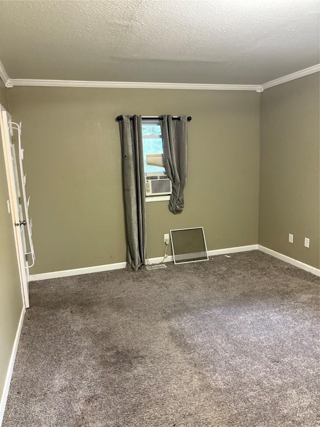 3112 52nd St, Des Moines, IA 50310 - carpeted empty room featuring ornamental molding, a textured ceiling, and cooling unit