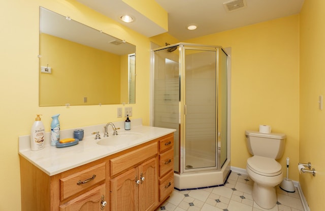 3806 Columbine Ave, Ames, IA 50010 - full bathroom with vanity, a stall shower, tile patterned flooring, and recessed lighting