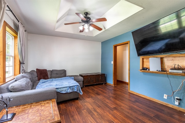 208 SW 4th St, Ogden, IA 50212 - living room with wood finished floors and ceiling fan