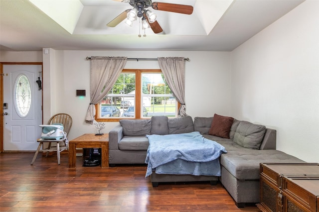 208 SW 4th St, Ogden, IA 50212 - living room with hardwood / wood-style floors and ceiling fan