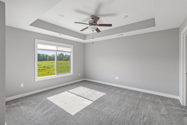 2017 NE Heritage Dr, Grimes, IA 50111 - unfurnished room with a tray ceiling, a ceiling fan, and carpet flooring
