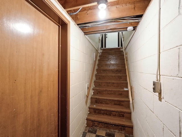 1509 Del Matro Ct, Windsor Heights, IA 50324 - stairway with concrete block wall