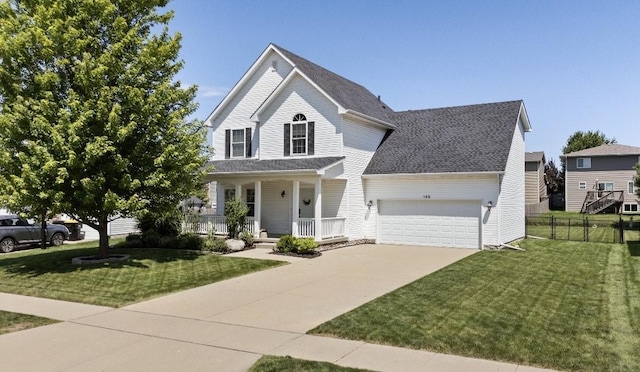 145 SE Kellerman Ln, Waukee, IA 50263 - traditional-style home with covered porch, a garage, concrete driveway, and roof with shingles