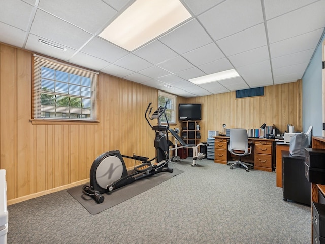 4408 66th St, Urbandale, IA 50322 - office space featuring a paneled ceiling, carpet, and wood walls